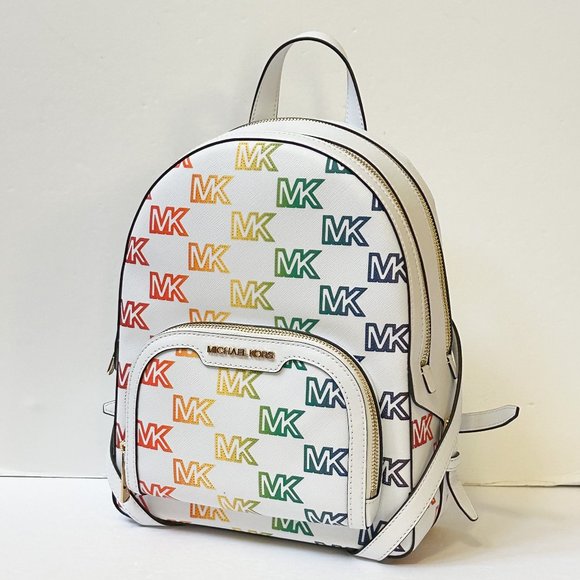 Michael Kors Jaycee Medium Backpack MK Rainbow Optic White Multi